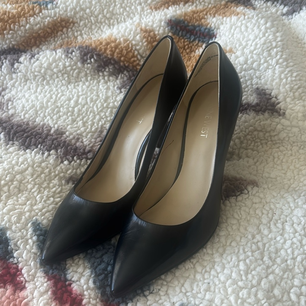 Black leather stilettos